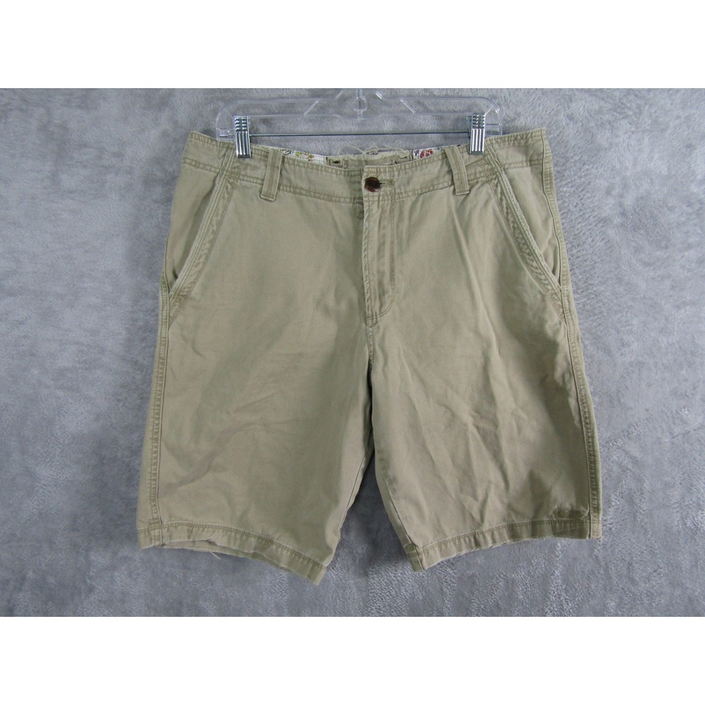 Kira Chino Shorts Womens 34 Khaki Tan Good Frayed Hem Cotton Surf Skate